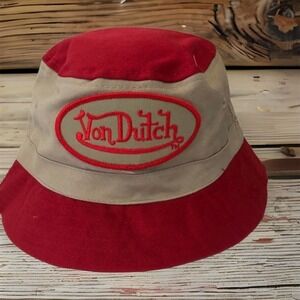 Von Dutch Bucket Hat Red Beige Big Kids Unisex